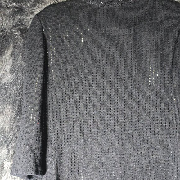 St John Evening Knit Cardigan Black Open Front Embellished Womens S - Picture 8 of 11